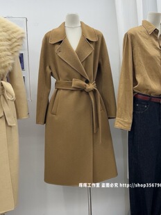 2026秋冬新款女装翻领长袖中长款外套女冬保暖双面羊毛毛呢大衣