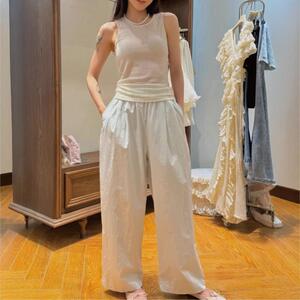 夏日薄荷 字母刺绣纯色修身背心2024女装新款百搭打底