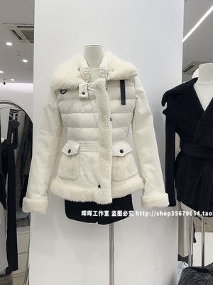 2025新款女装秋冬韩版修身显瘦翻领仿皮草拼接羽绒服女短款外套