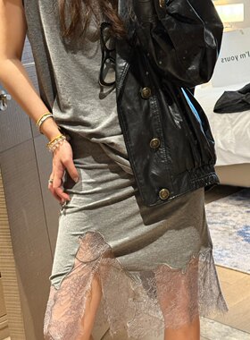 蕾丝拼接不规则半身裙女高腰显瘦中长款气质A字裙2026夏季新款