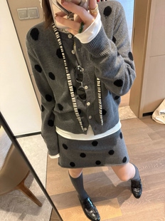 2026秋冬新款女装圆领长袖针织开衫+高腰显瘦半身裙套装女