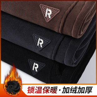 灯芯绒裤子男秋冬季新款潮牌美式保暖加绒加厚束脚哈伦裤休闲百搭