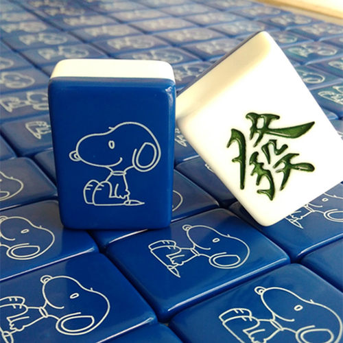 中号蓝色史努比家用麻将牌