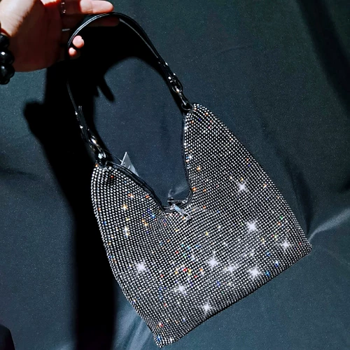 Сумка подмышку, двусторонная сумка на одно плечо, сезон 2021, популярно в интернете, инкрустировано бриллиантами