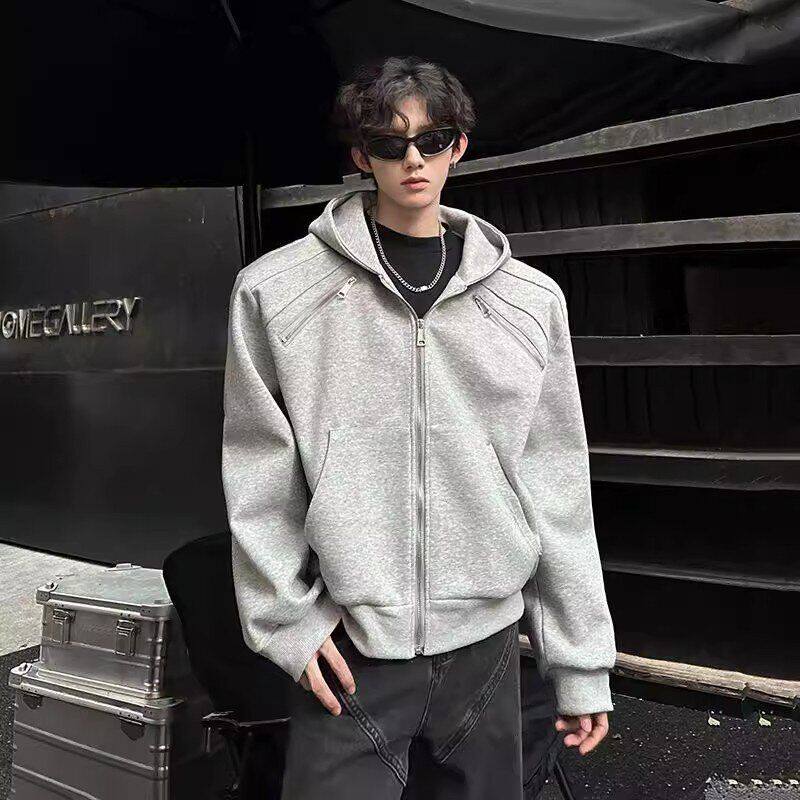 短款金属小众立体夹克外套解构设计感廊男形连帽开衫卫衣秋冬高级
