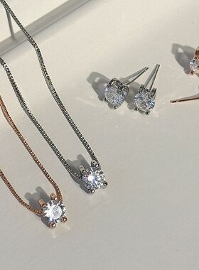 简约真金锁骨时尚锆石套装链配饰