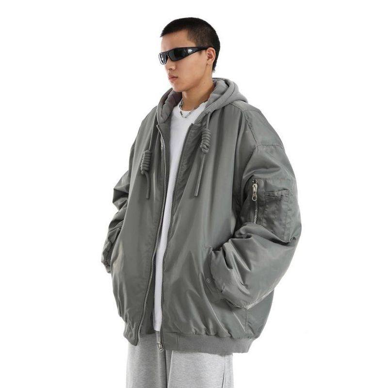 棒球ins复古服新款棉服棉衣外套冬季连帽男美式oversize宽松加厚