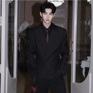 收腰卡门潮宽松垫肩男 廓形痞帅红内西装西服小众外套高级感秋季