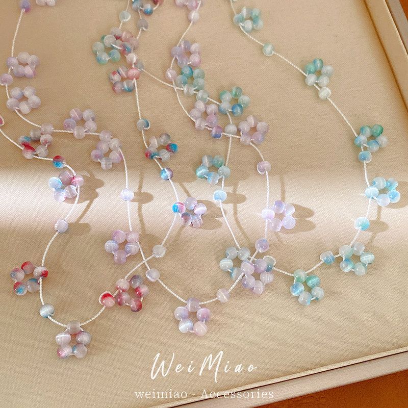 锁骨轻奢小众项链项饰花朵甜美