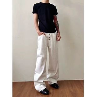 牛仔裤丹宁街头拖地长裤宽松潮le秋季阔腿直筒anfit美式复古c男女