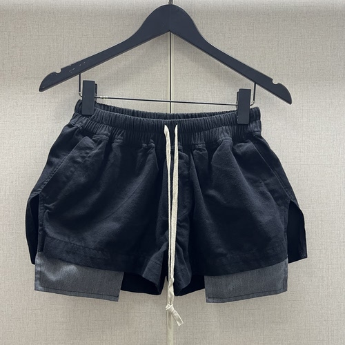 夏季暗黑风格RO松紧带抽绳开衩露口袋女士休闲裤猪显瘦纯色短裤