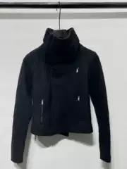 Autumn and Winter Dark R-Style Motorcycle Women's Slim Fit High-Neck Multi-Zip Pocket Short Woolen Jacket