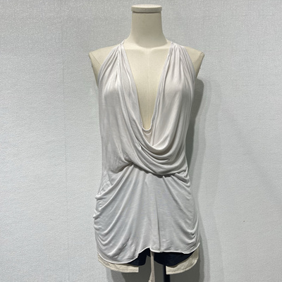 夏季暗黑街头RO风格褶皱丝滑女士性感深V休闲露背打底薄吊带背心