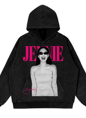 jennie美式数码直喷透气印花美式复古圆领高街潮牌休闲连帽卫衣男