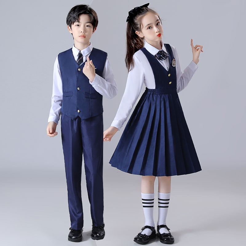 男女修身英伦风纯棉演出服
