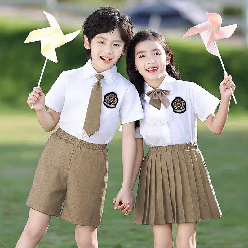 幼儿园园服毕业照纯棉套装小学生校服夏季短袖英伦学院风儿童班服