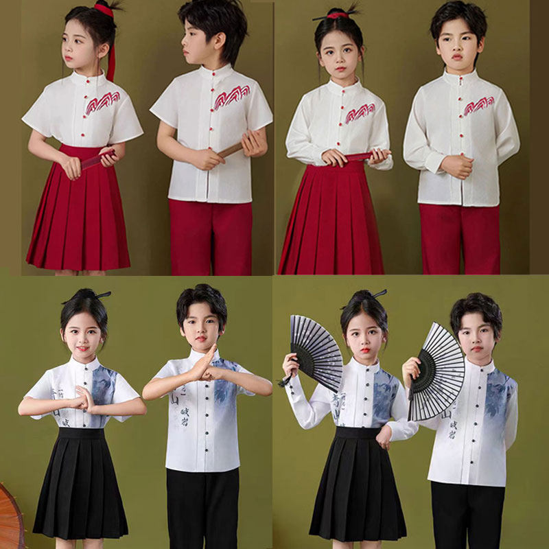 六一儿童节中国风演出服中小学生大合唱服国学汉服红歌诗朗诵服