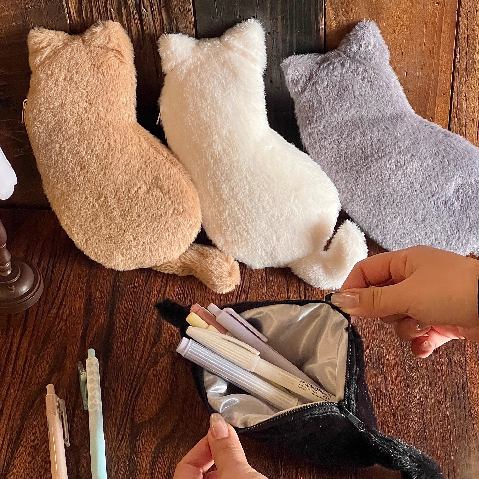 可爱小猫背影笔袋创意大容量