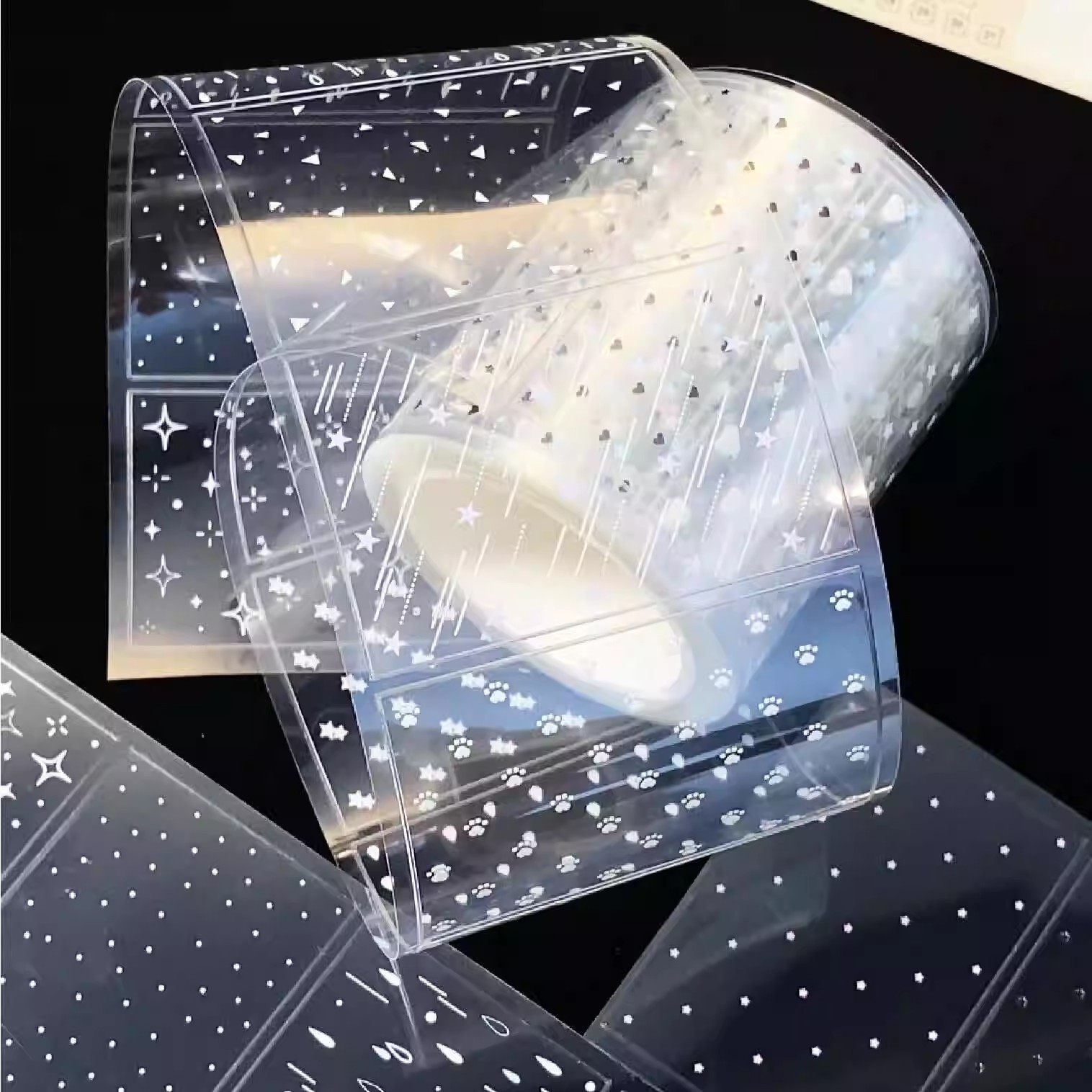 韩系简约波点星星图案胶带手账素材diy高颜值透明贴纸自粘装饰,模玩/动漫/周边/娃圈三坑/桌游,动漫挂件/文具,淘宝优惠券,粉丝福利购,淘宝优惠卷