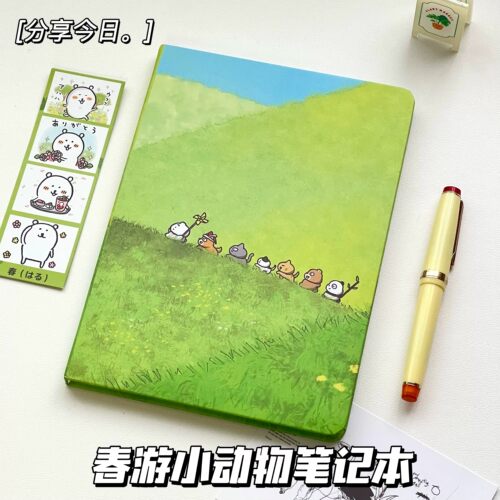 A5春游小动物笔记本ins风手绘高颜值加厚内页学生笔记日记手账本