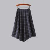 格纹不规则半身裙女冬款 2025新款 文气有腔调经典 小众设计感A字裙