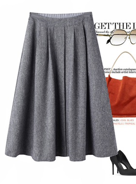 百褶裙2023秋冬新品A字半身长裙松紧腰裙大摆裙显瘦百搭时尚高级