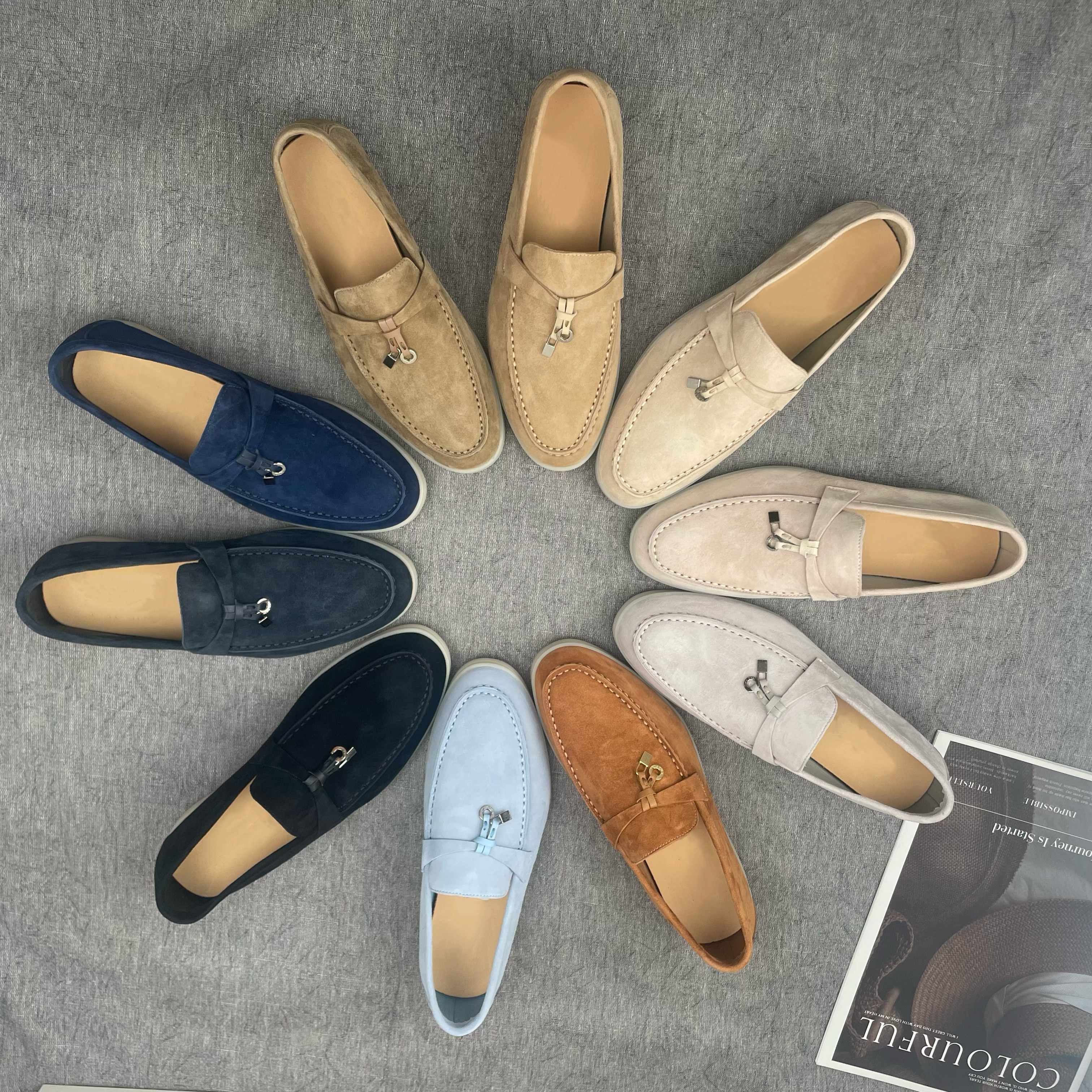 2026新款LP乐福鞋女真皮一脚蹬懒人鞋老钱风圆头百搭平底休闲单鞋