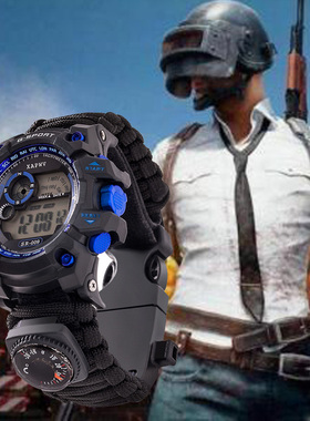 特种兵战术手环多功能求生手链战狼野外生存装备夜光防水手表男士