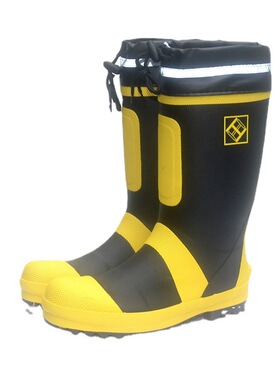 供应钢包头劳保雨鞋防刺钢底橡胶雨靴筒防水靴胶鞋消防训练比赛