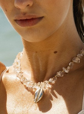 欧美跨境洗澡不用摘碎石锁骨链