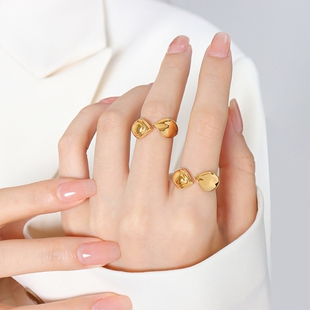 欧美跨境经典蛇头轮廓开口重工质感戒指清冷力量感高级指环手饰