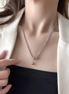 欧美重工平衡球钛钢项链女 简约小众设计个性街头潮酷嘻哈锁骨链