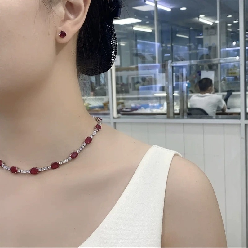 欧美经典2024新款一克拉圆钻红刚玉6.5mm日常小众时尚百搭跨境款