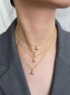 欧美s925纯银项链个性表情包ok祈祷给力耶吊坠锁骨链女时尚潮首饰