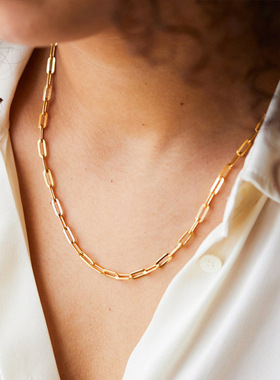 Ebuyjewelry欧美高保色钛钢不锈钢方链条盒子链项链镀金锁骨链颈