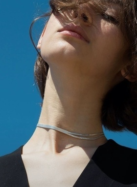 欧美分裂双层摩登短项链小众亮片2024年青春潮流choker性感锁骨链