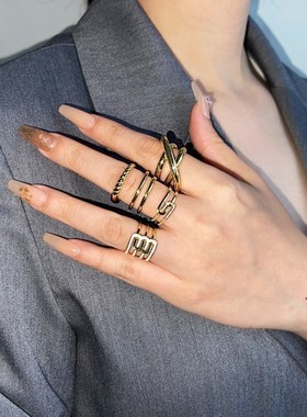 欧美2024新款S925银滴胶戒指三层交叉组合拆分欧美简约女士戒指