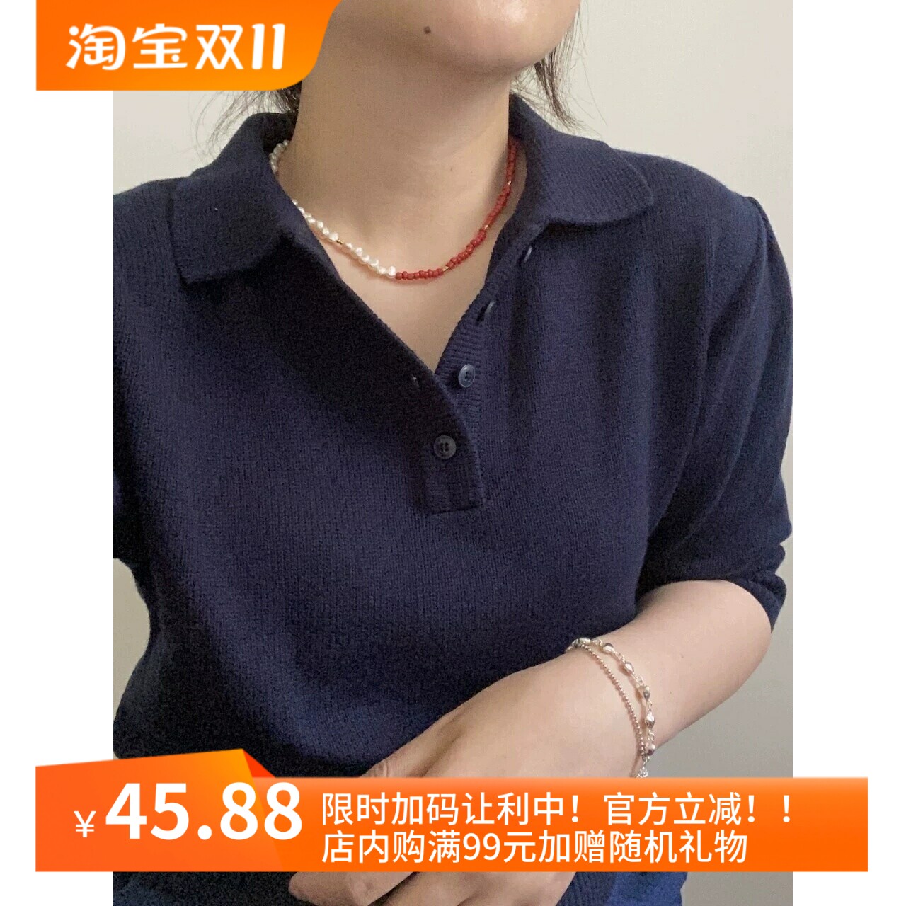 欧美跨境新年本命年大红色陶瓷米珠天然淡水珍珠串珠颈锁骨链项链