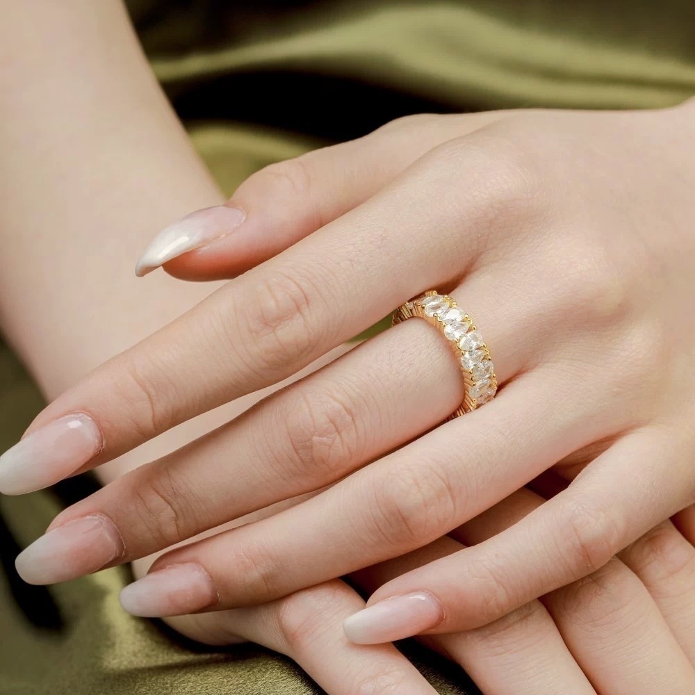 欧美s925纯银戒指女镶钻水滴形锆石戒指指环欧美摩登手饰