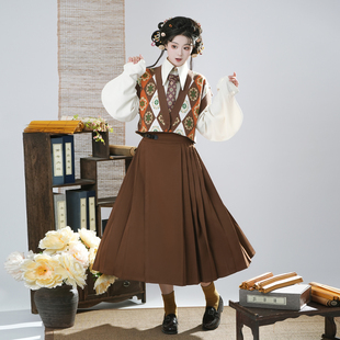 楚汉灵韵汉元素唐背子毛衣马面裙琵琶袖春秋日常汉服