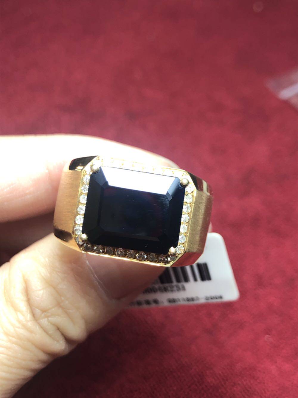 18k黄金镶天然蓝宝石男戒板戒高端大气豪华版高品质精品宝石无暇