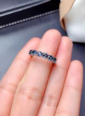 纯银天然伦敦蓝日韩风轻奢款戒指