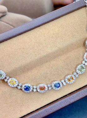 纯银无烧高净度满火彩蓝宝石手链
