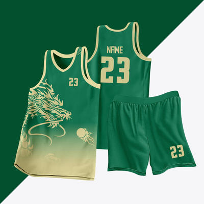 全身数码定制印刷成人儿童篮球服套装球衣比赛龙舟队服LB029 绿色