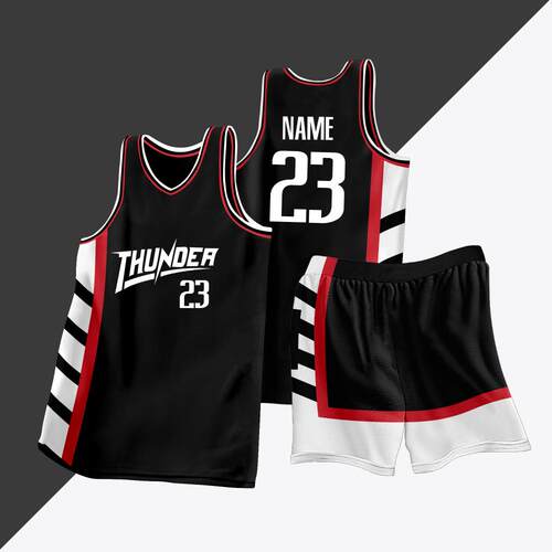 全身数码定制印刷成人儿童篮球服套装球衣比赛训练队服LB106 黑色