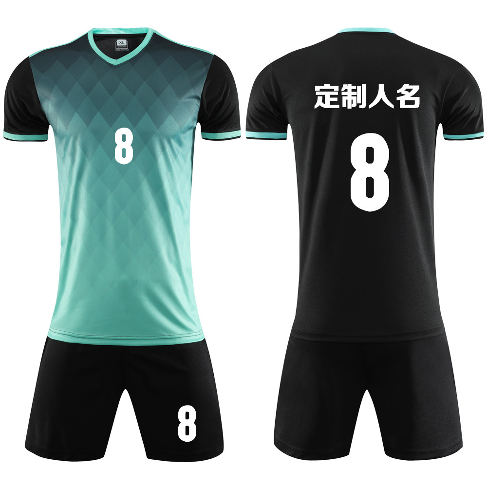 成人儿童学生短袖足球服套装比赛训练队服定制印刷字号 908黑色