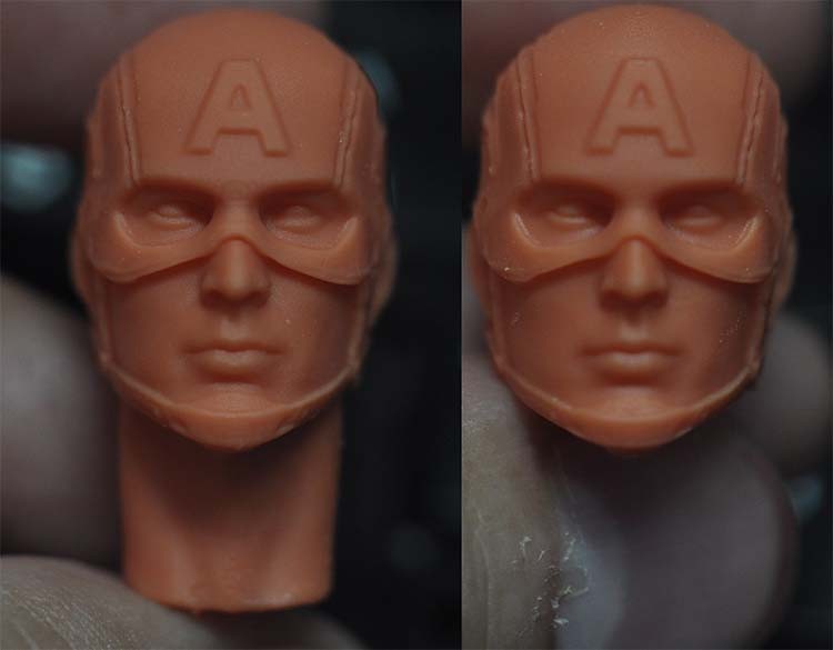 1/12 6寸 ml shf mafex 美国队长头盔真人头雕 普通表情 白膜