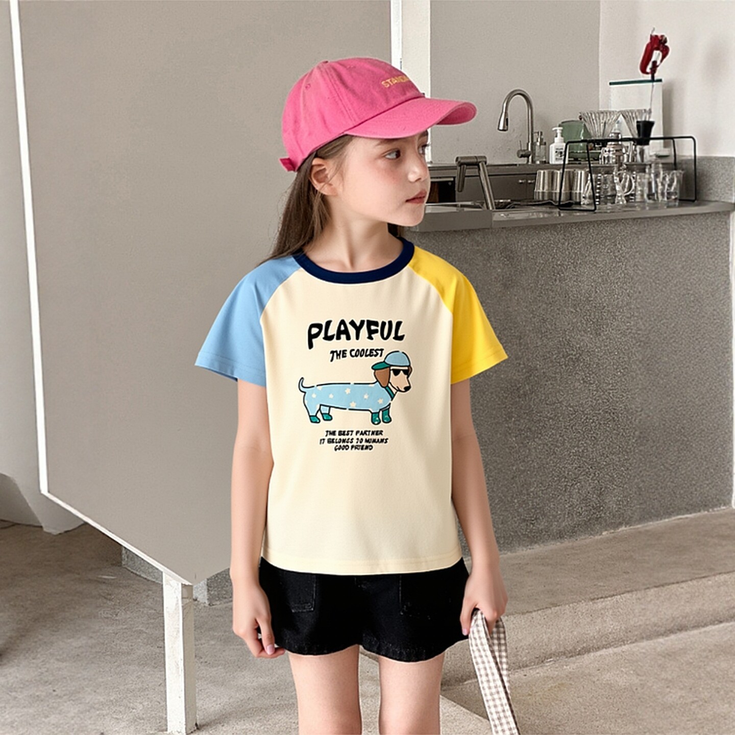 品牌外贸童装夏季新品儿童服装短袖t恤卡通小狗女宝宝衣服纯棉ins