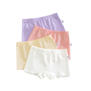 纯色中大童女孩弹力棉平角裤 4条装 儿童内裤 外贸2025新品 品牌童装