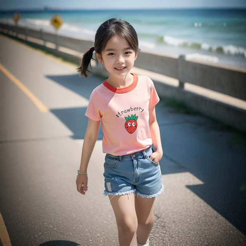 韩版外贸原单童装2025夏季新品女童纯棉短袖运动T恤宝宝衣服ins潮